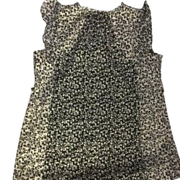 Motherhood Maternity Top Black & White Floral Cap Sleeves Raw Edges Neck Size L - Picture 2 of 6